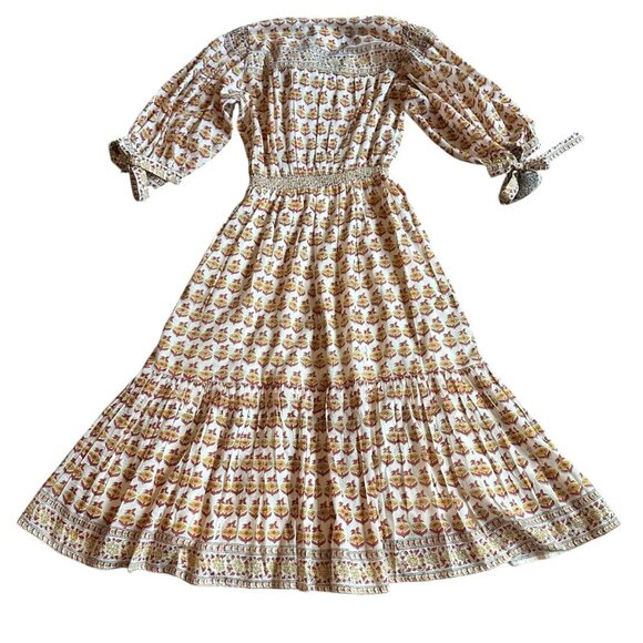 Bell by Alicia Bell Midi Dress Boho Silk Flowy Star Moon Tassels Size Small NWOT - Picture 9 of 15